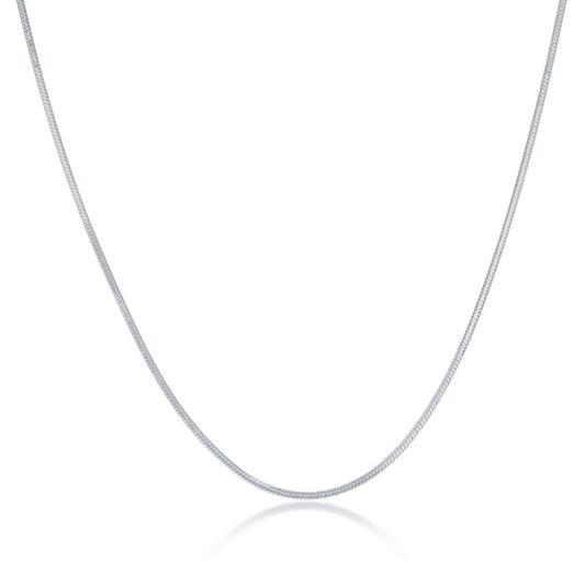 Sterling Silver 1.4mm Square Snake Chain - Rhodium Plated