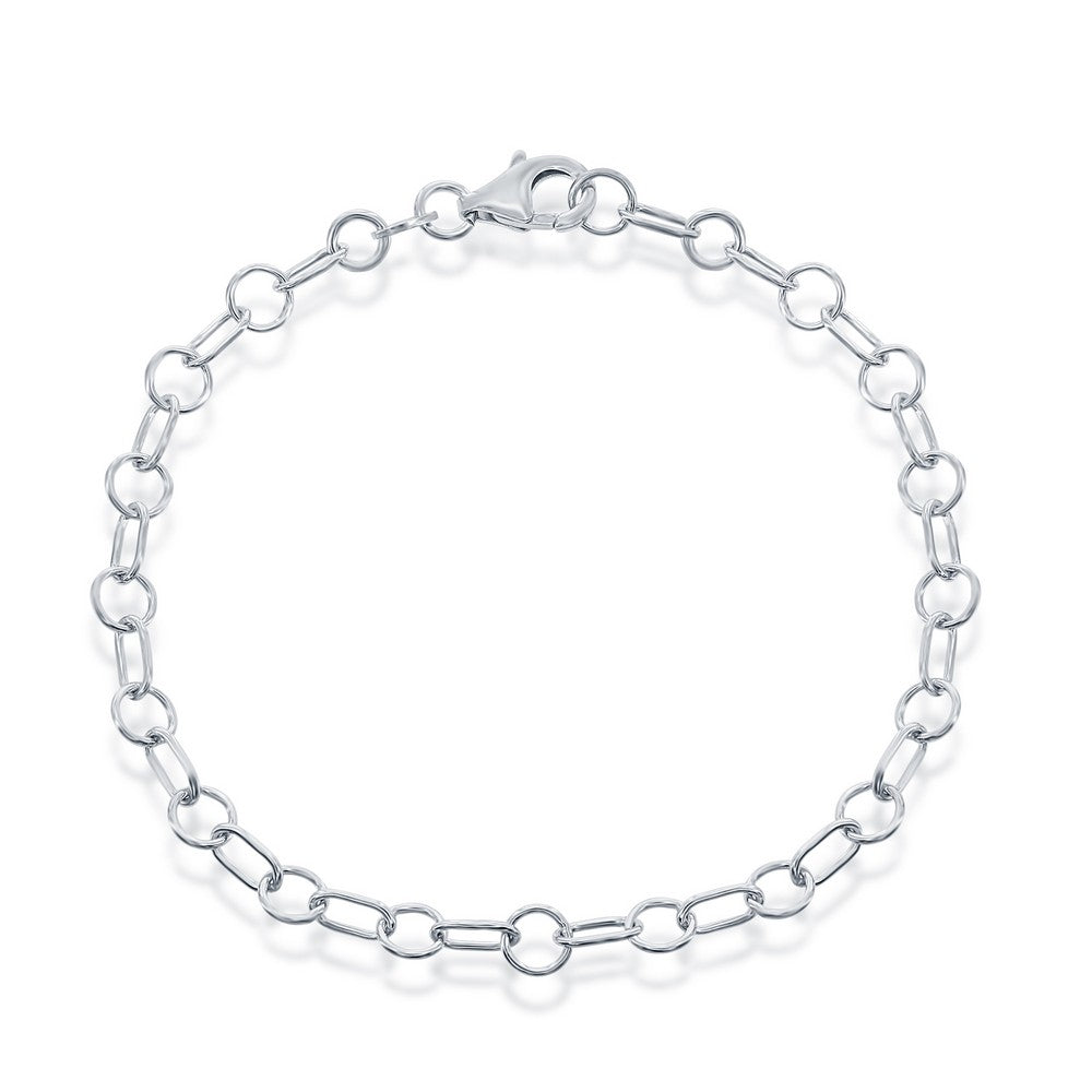 Sterling Silver Interlocking Mini Ovals & Circles Charm Bracelet