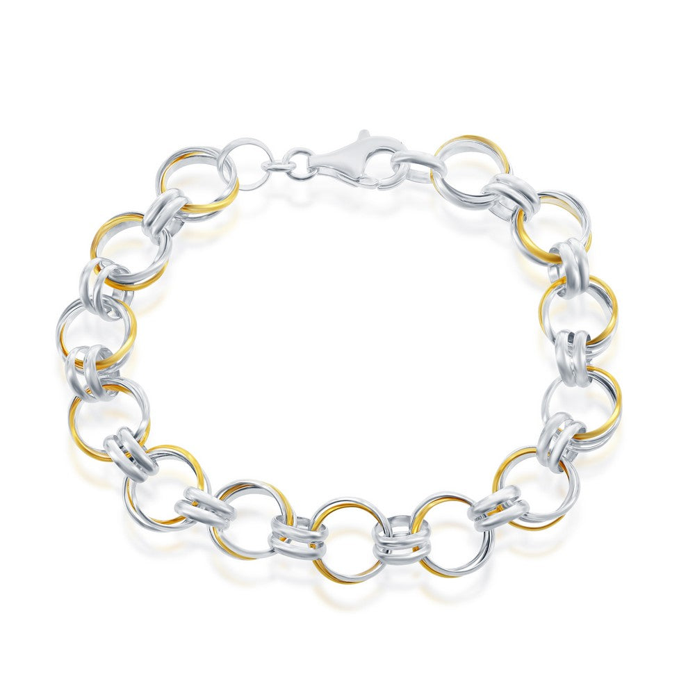 Sterling Silver and GP Multi Circle Link Bracelet