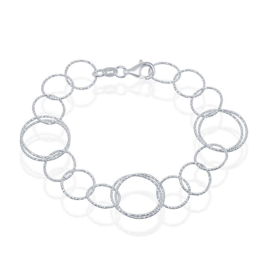 Sterling Silver Multi Linked Sparkling Circles Bracelet