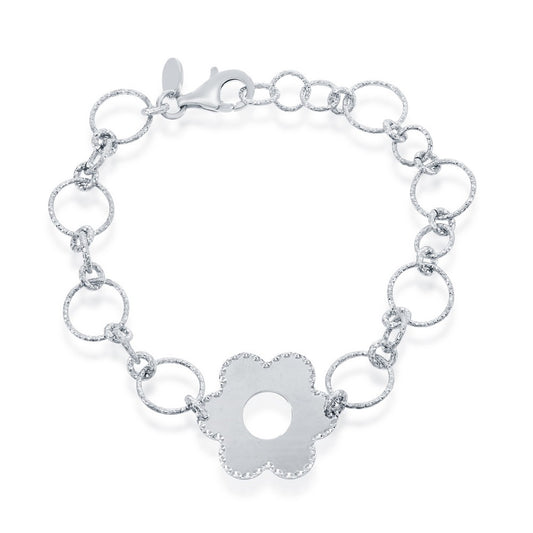 Sterling Silver D-C Circles and Center Flower Bracelet