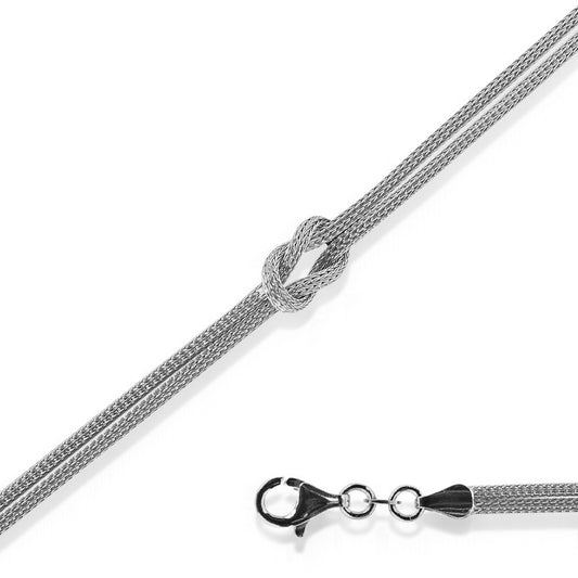 Sterling Silver Double-Strand Center Love Knot Bracelet