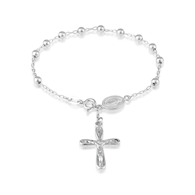 Sterling Sliver Beaded Rosary Bracelet