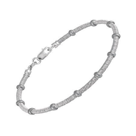Sterling Silver Tight Coil With Silver Beads Bracelet