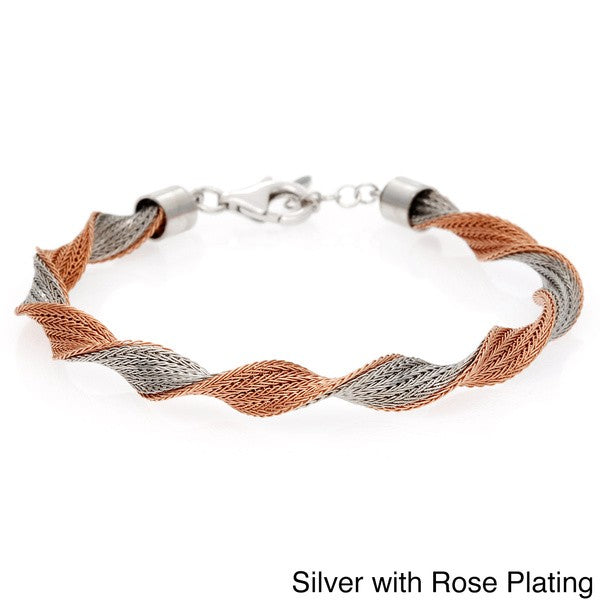 Sterling Silver Rose GP and Silver Twisted Bracelet