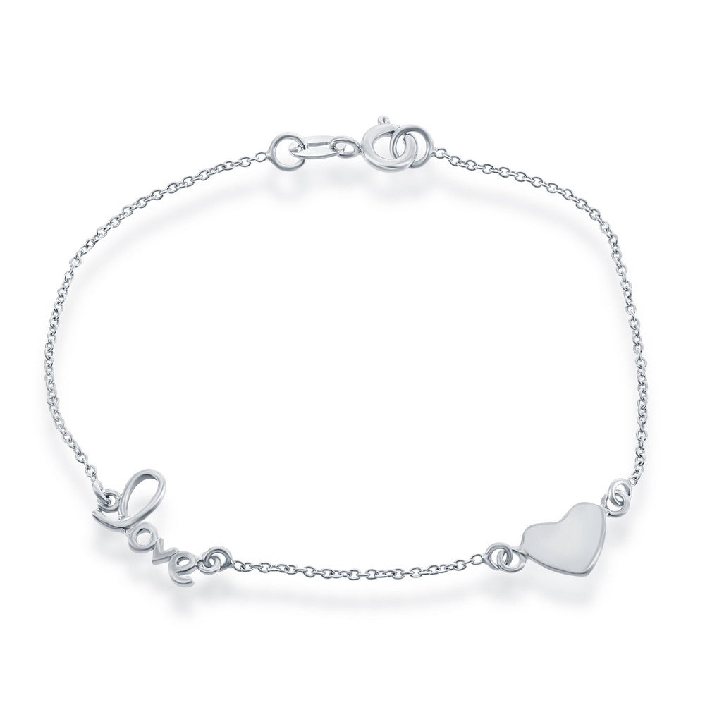 Sterling Silver Heart and LOVE Bracelet
