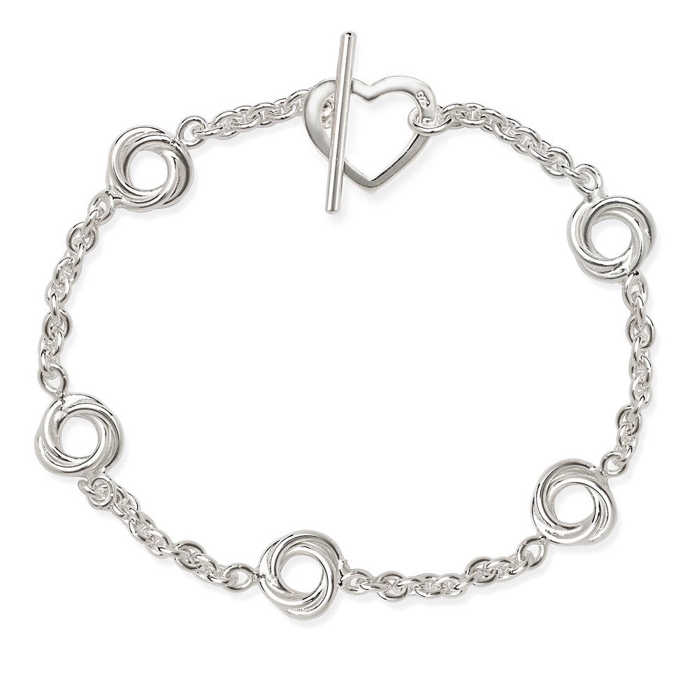 Sterling Silver  Knot with Heart Toggle Bracelet