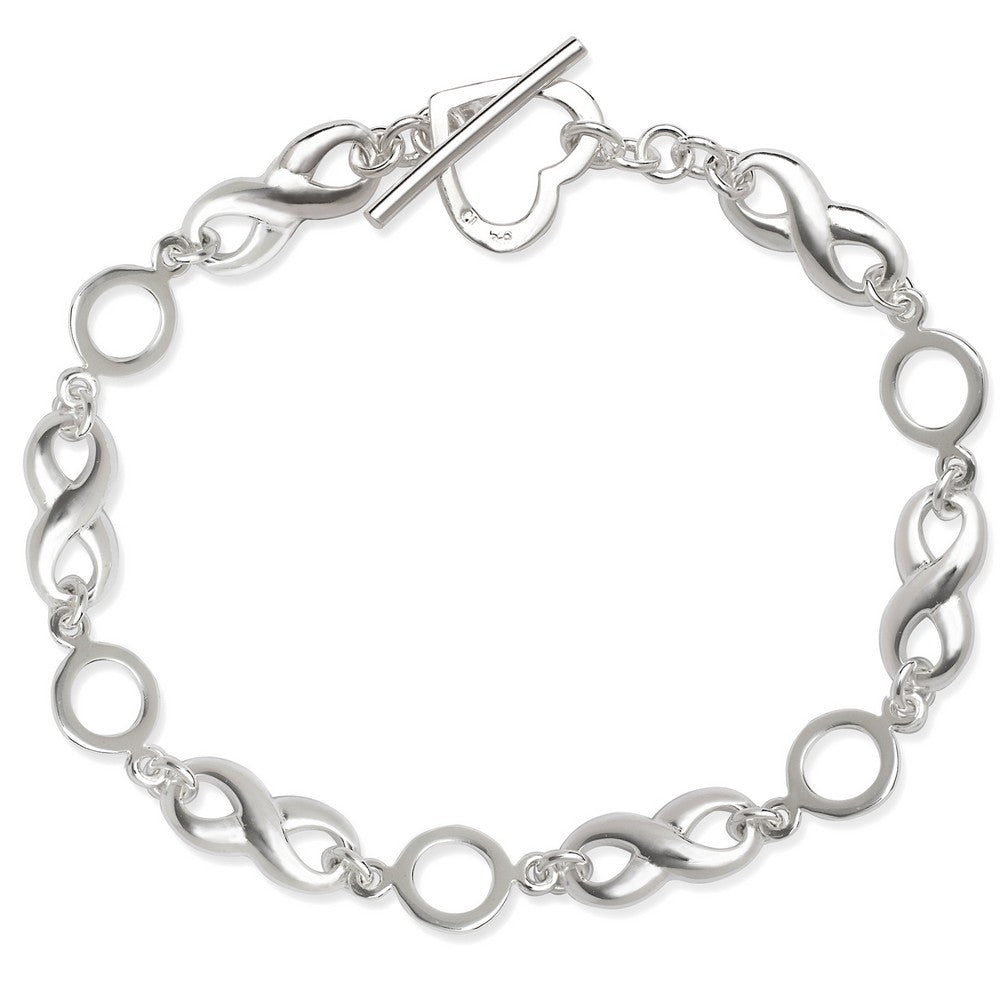 Sterling Silver Infinity with Heart Toggle Bracelet