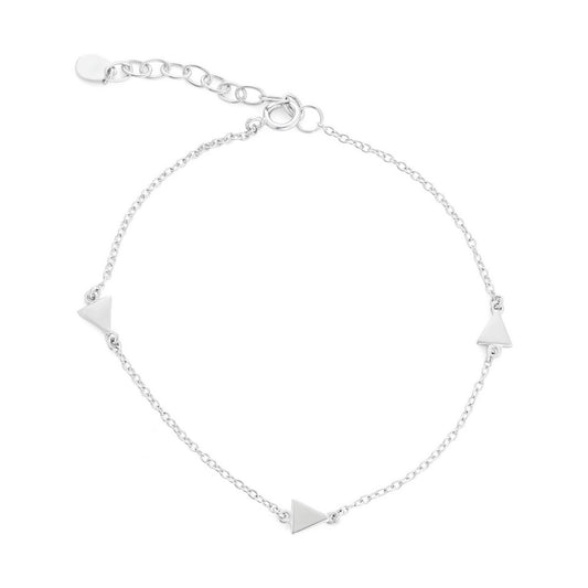 Sterling Silver  Small Shiny Triangles Bracelet