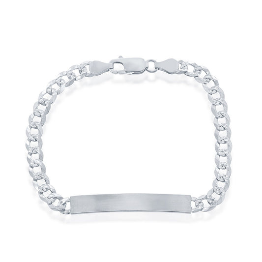 Sterling Silver 5mm Pave Curb Chain ID Bracelet