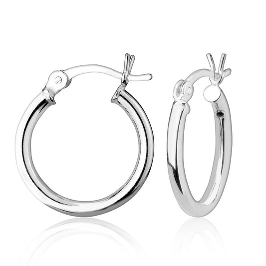 Sterling Silver 2x16mm High-Polished Hoop Earrings