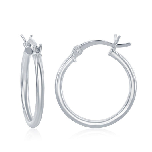 Sterling Silver 2x20mm High-Polished Hoop Earrings