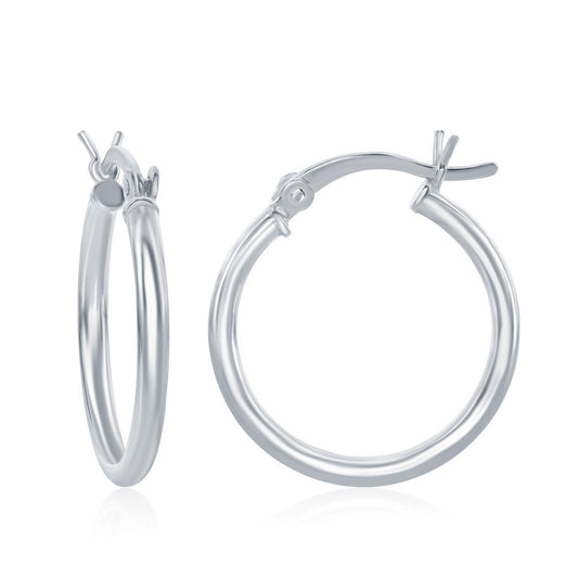 Sterling Silver 2x25mm High-Polished Hoop Earrings