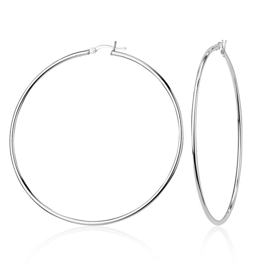 Sterling Silver 2x50mm High-Polished Hoop Earrings