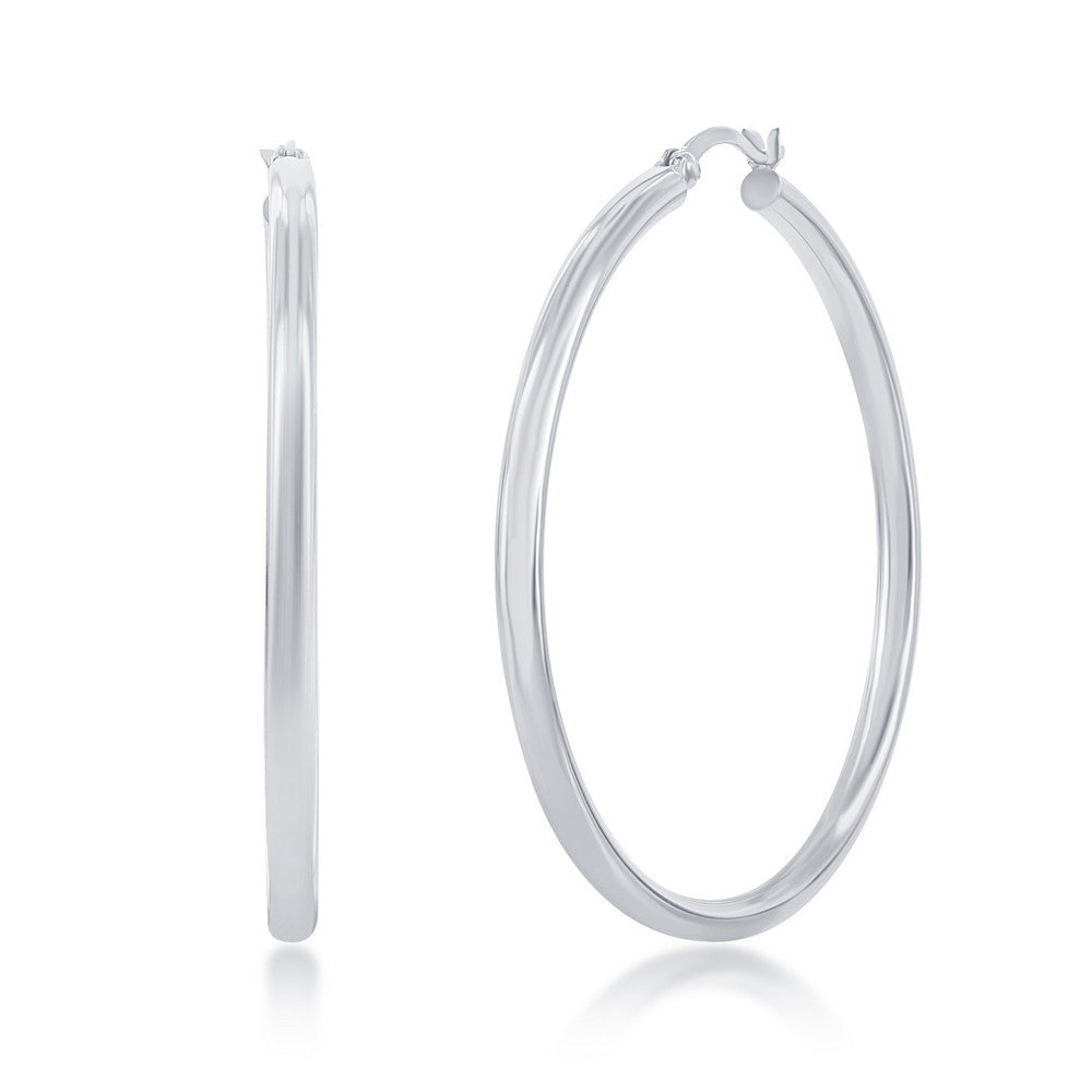 Sterling Silver 3x50mm High-Polished Hoop Earrings