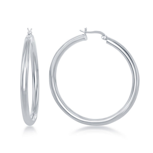 Sterling Silver 4x50mm High-Polished Hoop Earrings
