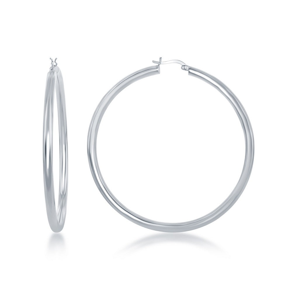 Sterling Silver 4x70mm High-Polished Hoop Earrings