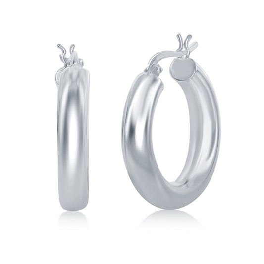 Sterling Silver 5x25mm High-Polished Hoop Earrings