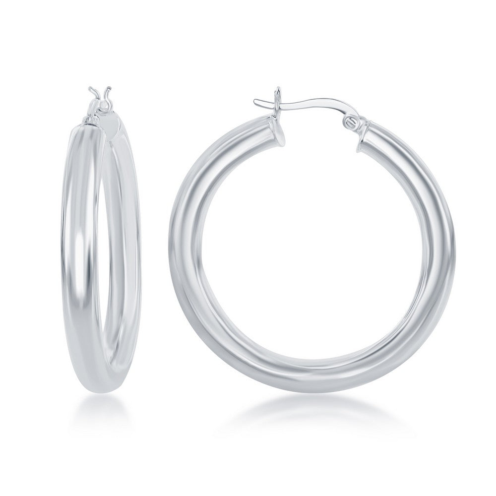 Sterling Silver 5x35mm High-Polished Hoop Earrings