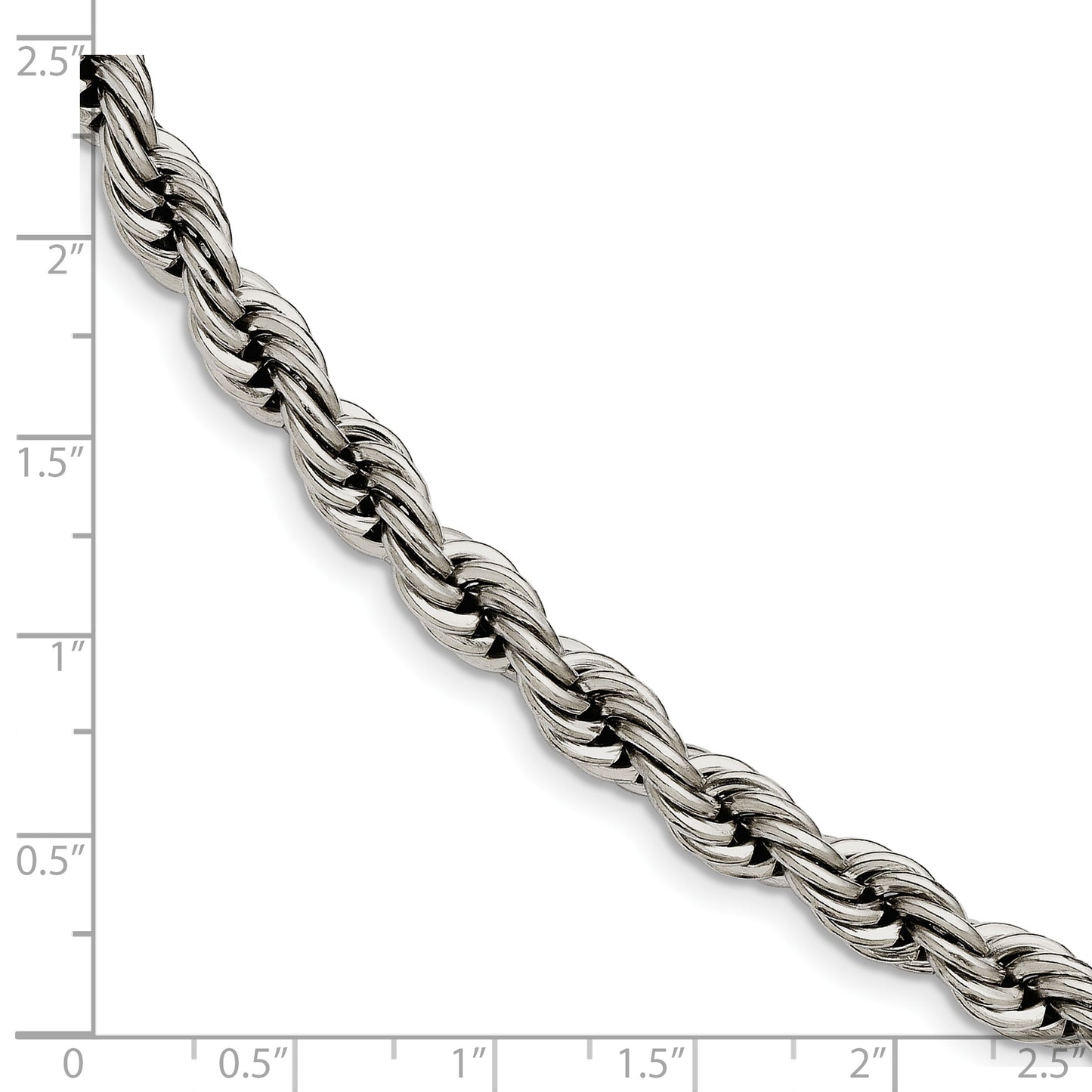 Stainless Steel Polished 7mm 7.25in Rope Bracelet