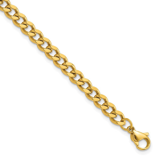 Stainless Steel Polished Yellow IP 8.5in  Curb 5mm Chain Bracelet