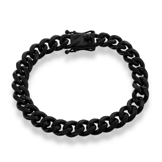 Stainless Steel 10mm Miami Cuban Link Bracelet - Matte Black