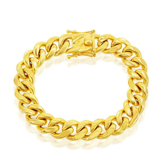 Stainless Steel 14mm Miami Cuban Link Bracelet - Gold Plated