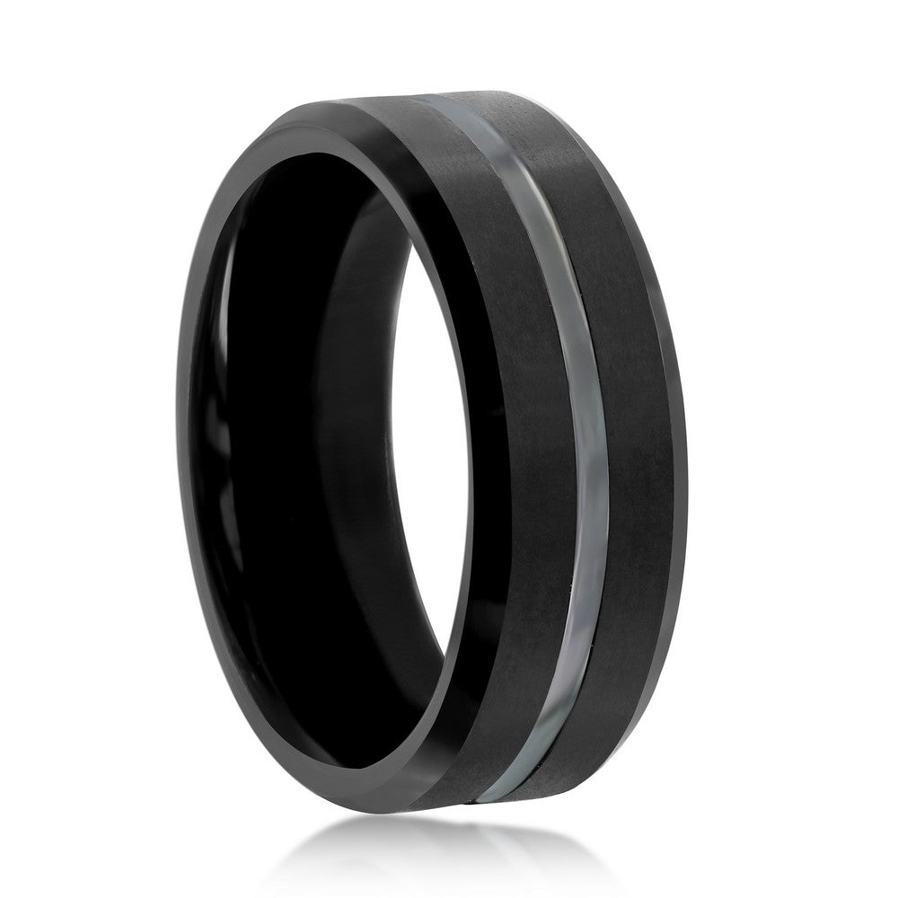 Matte & Polished Black Tungsten Ring