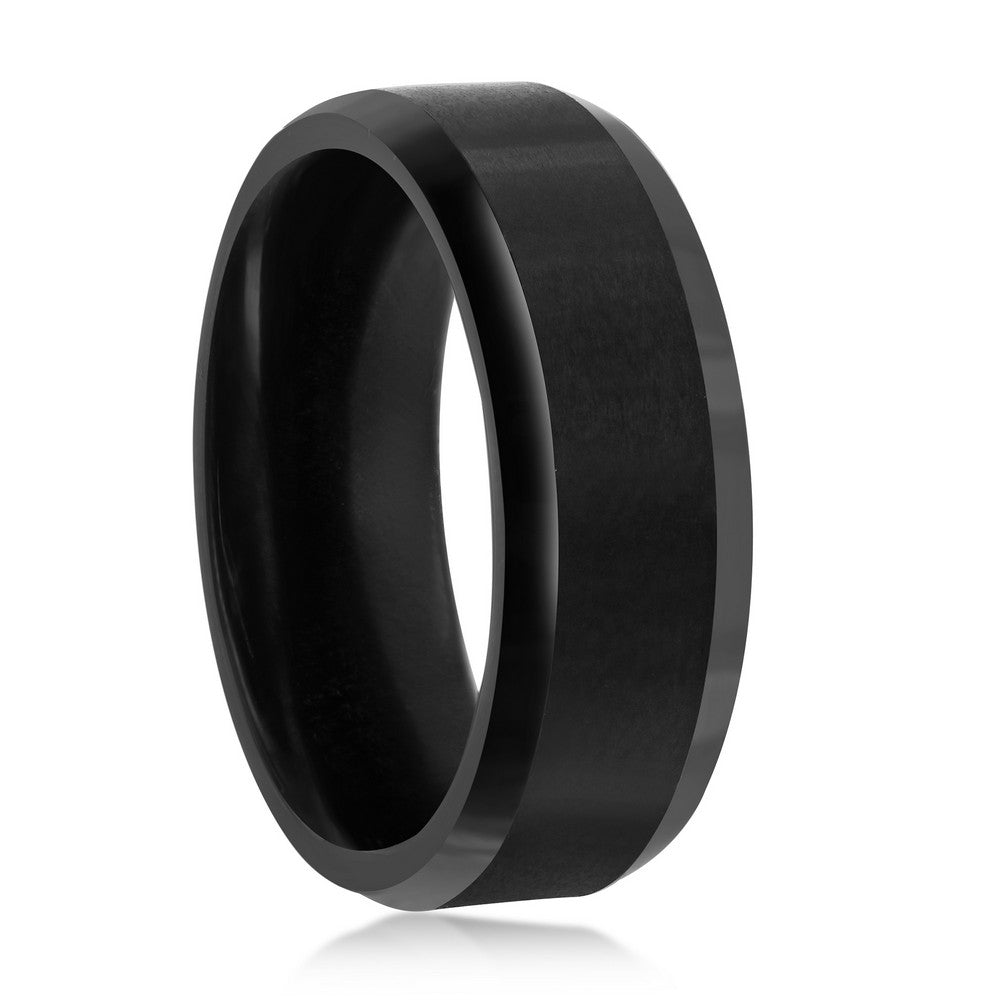 Brushed and Polished Black 8mm Tungsten Ring
