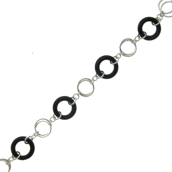 Sterling Silver and Onyx Circles Bracelet