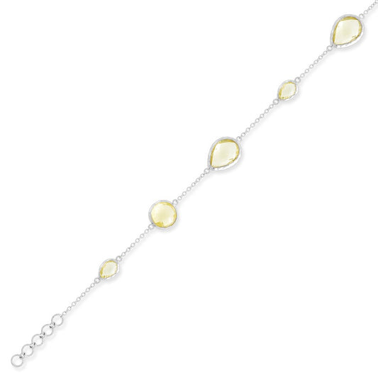 Sterling Silver Small and Large Citrine Gemstone Bracelet