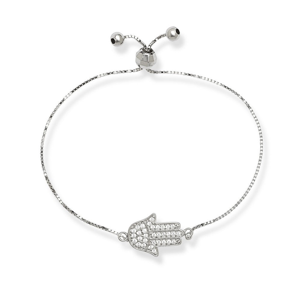 925 Sterling Silver Filigree shop Hamsa Adjustabe Pull Bolo Bracelet