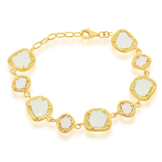 Sterling Silver GP Yellow and Champagne Stones Bracelet