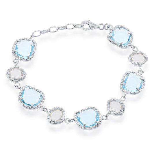 Sterling Silver  Blue and White Stones Bracelet