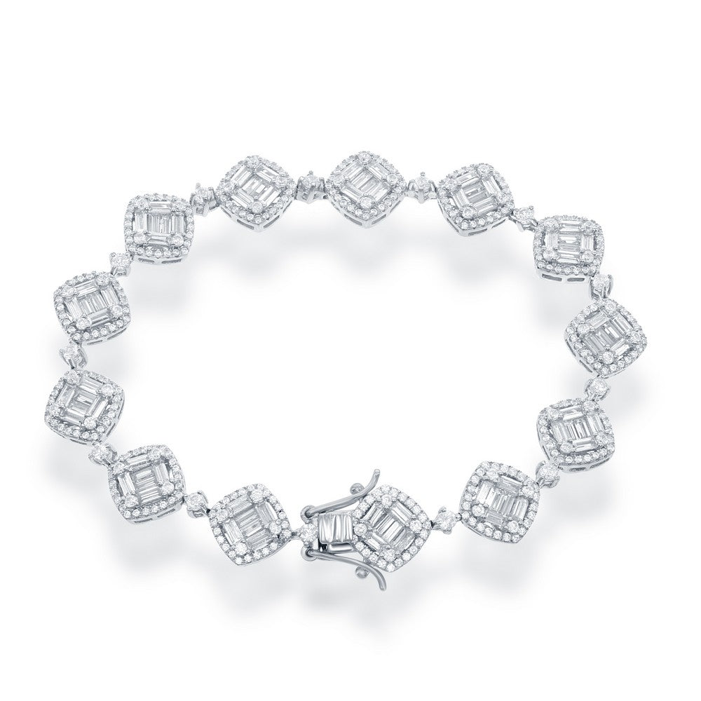 Sterling Silver 7 Inch CZ Baguettes Bracelet