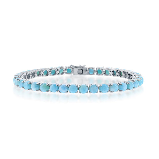 Sterling Silver 5mm Larimar Tennis Bracelet