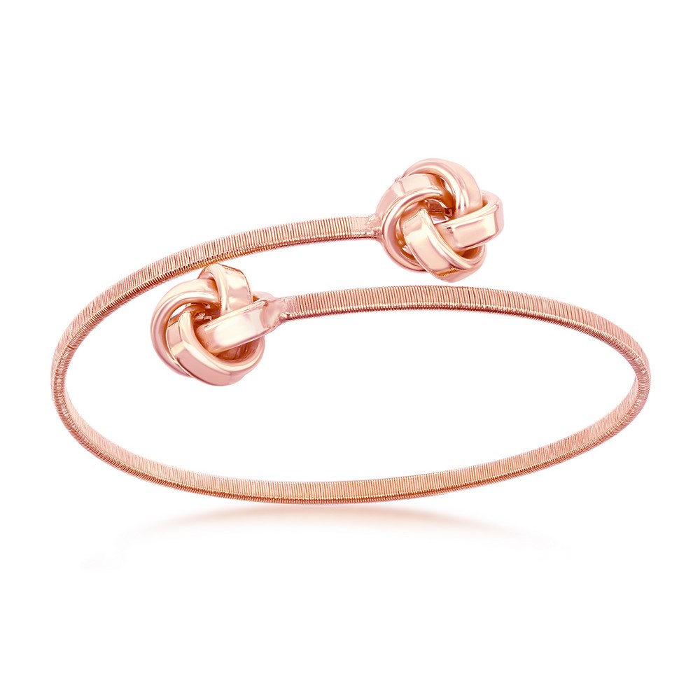 Sterling Silver Love Knot Wire Bangle - Rose Gold Plated