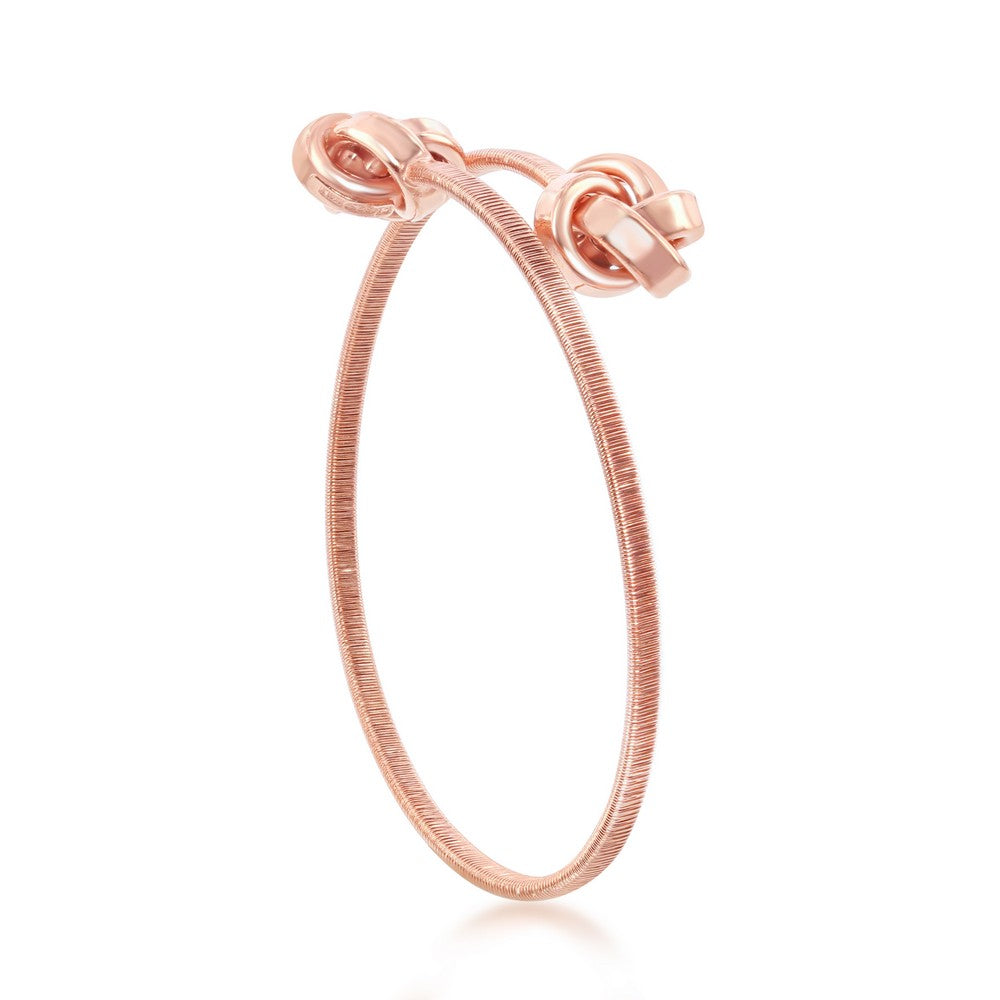 Sterling Silver Love Knot Wire Bangle - Rose Gold Plated