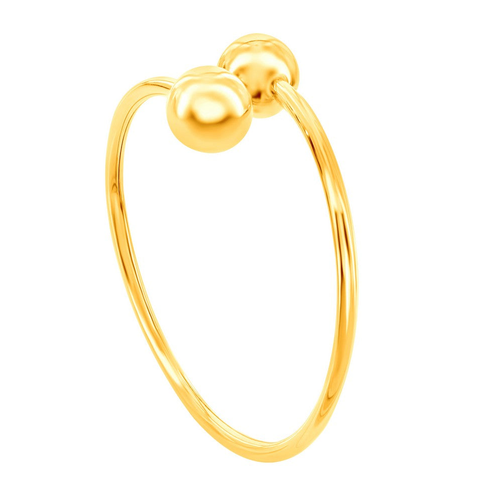 Sterling Silver 12mm Twin Bead Bangle - Gold Plated