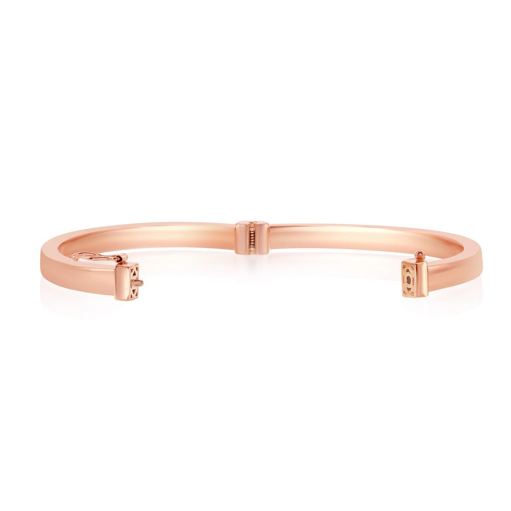 Sterling Silver Plain Hinged Bangle - Rose Gold Plated