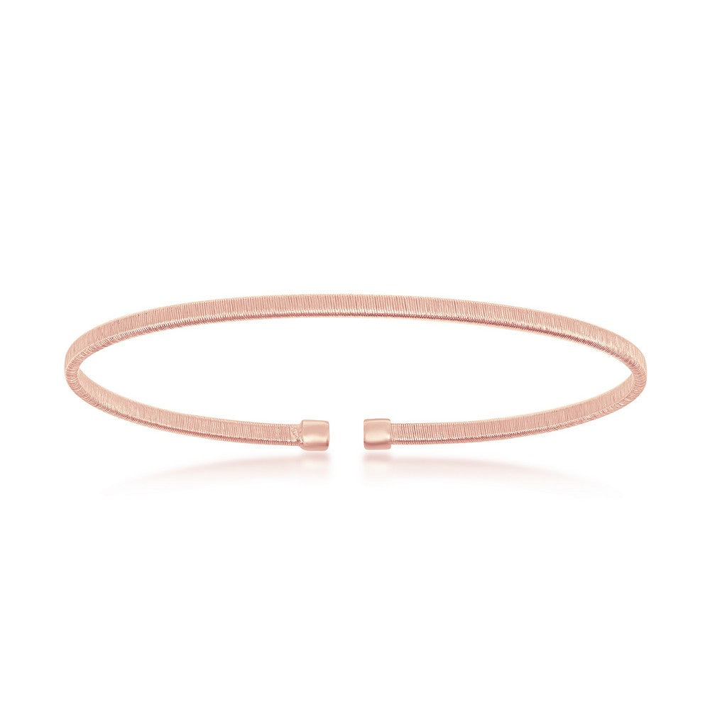 Sterling Silver Wire Designer Bangle, Bonded with 14K Rose Gold