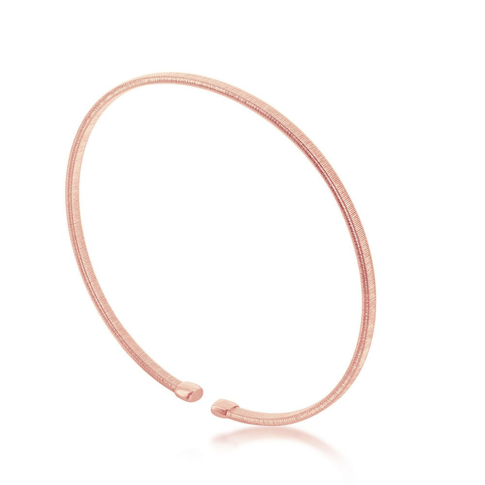 Sterling Silver Wire Designer Bangle, Bonded with 14K Rose Gold