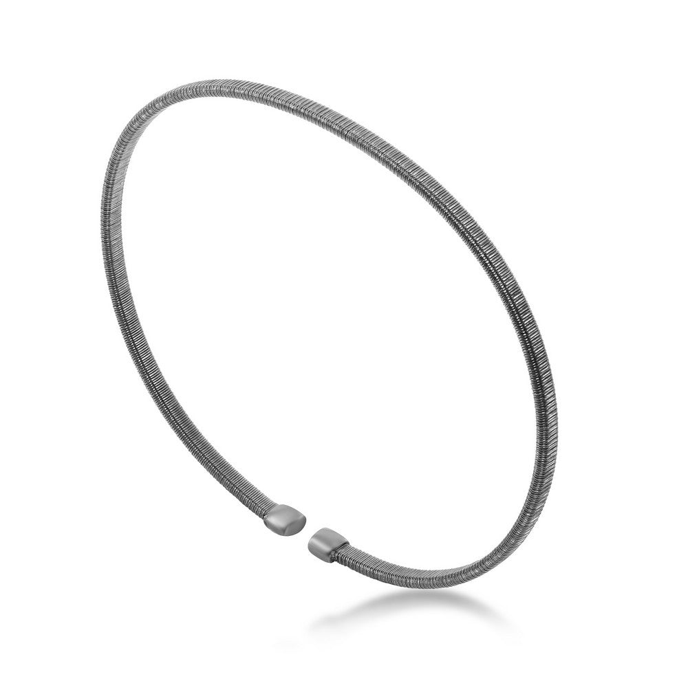 Sterling Silver Wire Designer Bangle, Black Rhodium