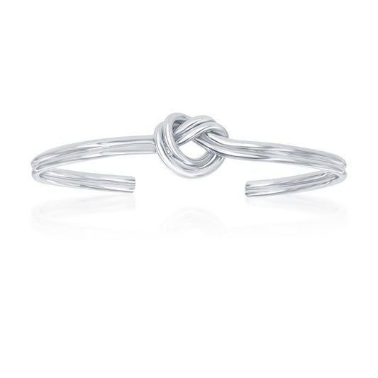 Sterling Silver Double Heart Love Knot Bangle