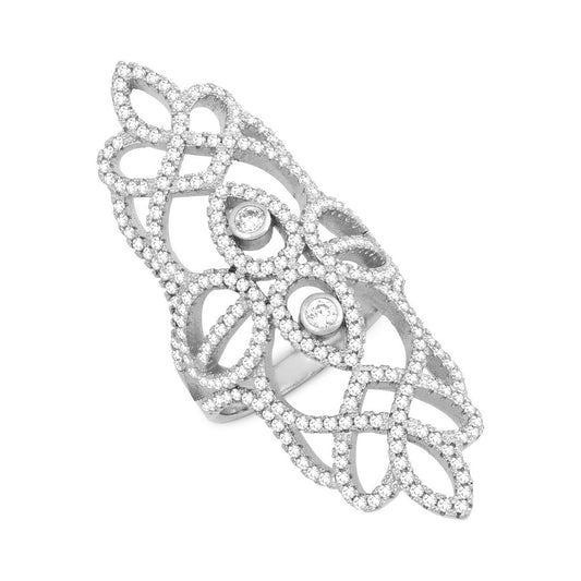 Sterling Silver Extra Long Fancy CZ Ring