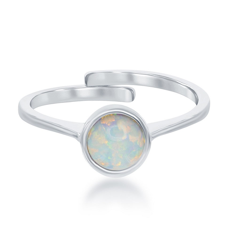 October White Inlay Opal Bezel Set Ring