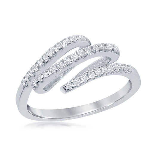 Sterlng Silver Triple CZ Row Ring