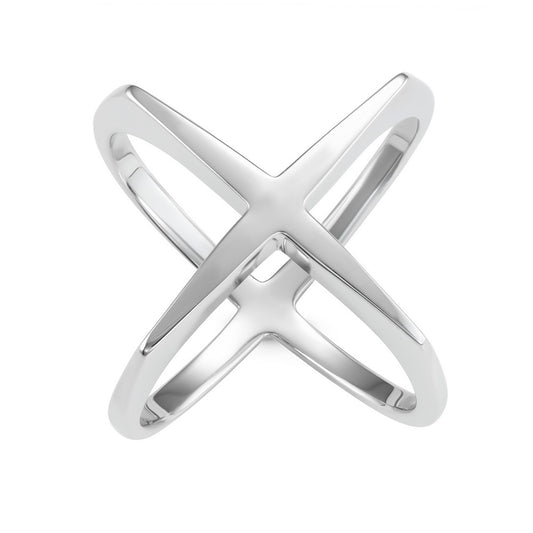 Sterling Silver Wide Boxy X Ring