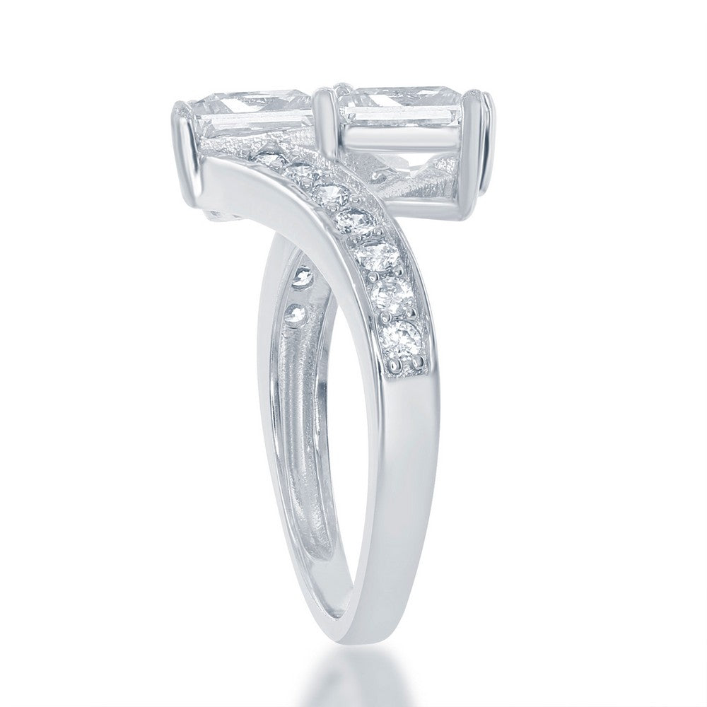 Sterling Silver Us2gether Two-Stone Overlapping Square CZ Ring