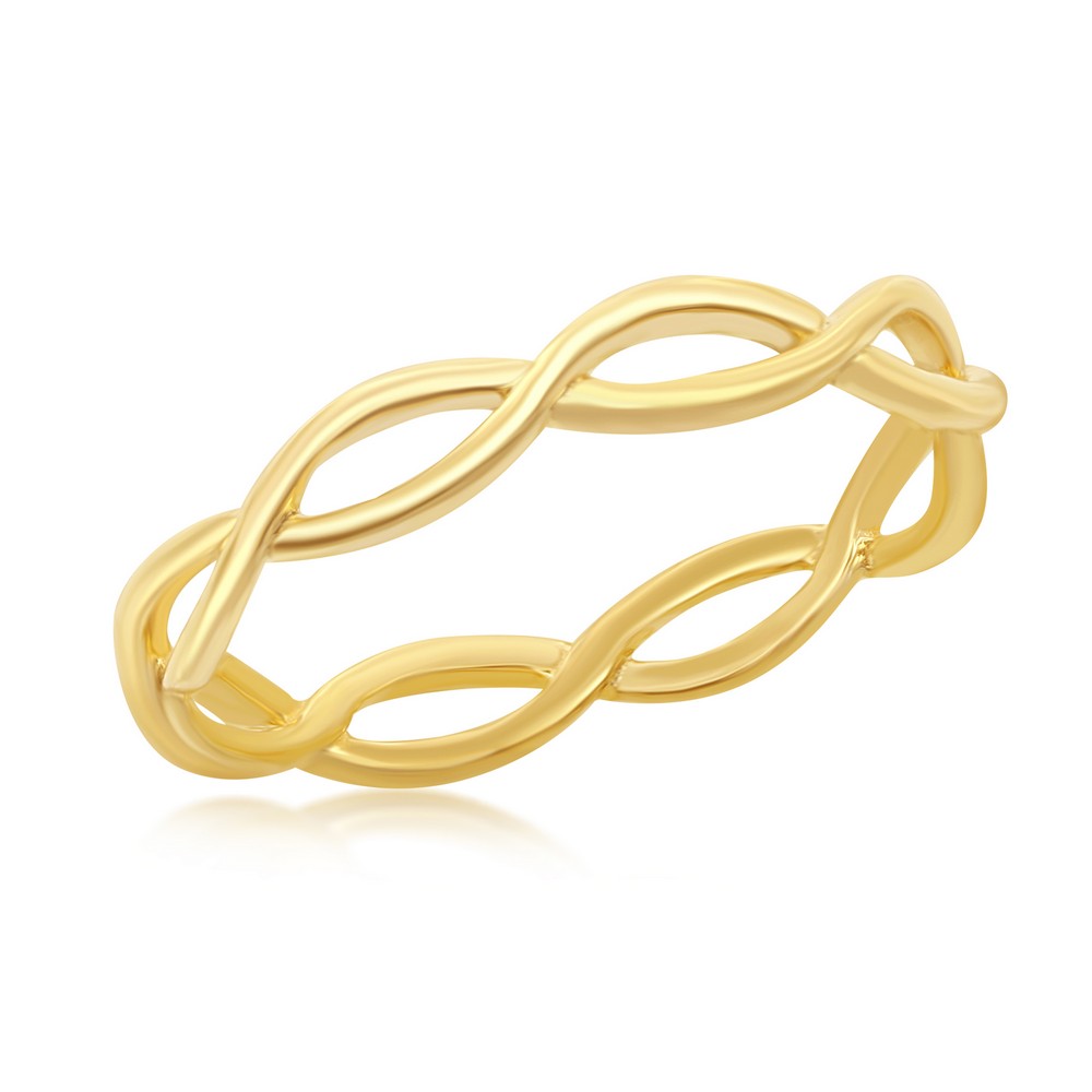 Sterling Silver Intertwined Ring - Gold Plated